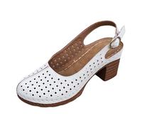 Générique Women's Summer Beach Sandals with Platform, Embroidered Openwork Strap, Decorated with a Plain Stretch Band and Heel., white, 7 UK