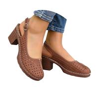Générique Women's Summer Beach Sandals with Platform, Embroidered Openwork Strap, Decorated with a Plain Stretch Band and Heel., brown, 7 UK