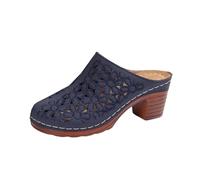 Générique Women's Summer Comfortable Closed Toe Sandals - Women's Block Heel Shoes Flower Elegant Sandalette Breathable Slip On Openwork Casual Shoe Outdoor Mule Sandallets, blue, 4 UK
