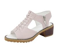 Générique Women's Summer Sandal - White Small Heel Fancy Sandals With Zipper And Block Heel Casual Nude Feet Open Toe Sandal Breathable Barefoot Walking Sandals, beige, 6 UK