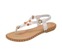 Générique Women's Summer Sandals Bohemia Large Size Bezel Flat Sole Beaded Ornaments Starry Decor Open Toe Braided Style Beach Casual Outdoor Walking Sport Vacation Sandals, 01 White, 6 UK