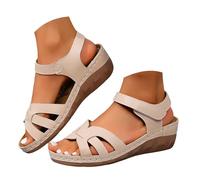 Générique Women's Summer Sandals Elegant Comfortable Wedge Sandals for Women Light Blue with Straps and Ergonomic Cork Wedge Sole. Women's Summer Wedge Soles, a, 7 UK