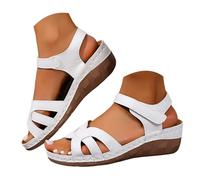 Générique Women's Summer Sandals Elegant Comfortable Wedge Sandals for Women Light Blue with Straps and Ergonomic Cork Wedge Sole. Women's Summer Wedge Soles, H, 5.5 UK