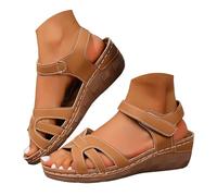 Générique Women's Summer Sandals Elegant Comfortable Wedge Sandals for Women Light Blue with Straps and Ergonomic Cork Wedge Sole. Women's Summer Wedge Soles, C, 8.5 UK