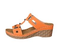 Générique Women's Summer Wedge Sandal - Women's Chic and Comfortable Open Toe Sandal Breathable Sandal Beach Casual Shoe Orthopaedic Sandal Barefoot, Orange, 6 UK