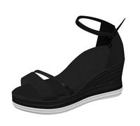 Générique Women's Summer Wedge Sandals - Women's Elegant Platform Sandals Nude Feet Breathable Sandal Casual Shoes Fantasy Barefoot Orthopedic Walking Sandal, Black, 8 UK