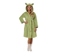 Générique Women's Terrycloth Bathrobe with Hood Kimono Robe Cotton and Warm Unisex Soft Lightweight Sleepwear for Home All Seasons Flannel Pyjamas, Green, L