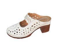 Générique Women's Thick Heel, Hollow Out Floral Pattern, Comfortable Sandals with Block Heel Closed Toe and Airy Design Sandals for City Office and Summer 2026, White274, 6 UK