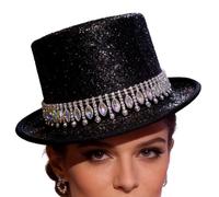 Générique Women's Top Hat | Unisex Carnival Head Accessory with Rhinestones - Shiny Costume Hat - For Magic Shows, Parties, Carnivals And Celebrations