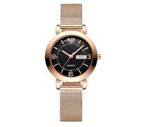 Générique Women's Watch with Stainless Steel Strap, Calendar and Luminous Light Black