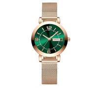 Générique Women's Watch with Stainless Steel Strap, Calendar and Luminous Light Green