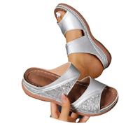 Générique Women's Wedge Heel Sandals New Collection Rhinestone Shiny Crystals Casual Breathable Comfortable Summer Flip Flops for Garden Beach Pool Home, Silver20, 7 UK