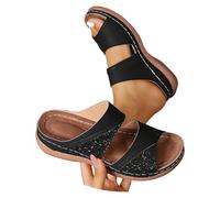 Générique Women's Wedge Heel Sandals New Collection Rhinestone Shiny Crystals Casual Breathable Comfortable Summer Flip Flops for Garden Beach Pool Home, Black20, 6 UK
