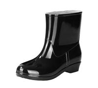Générique Women's Wide Calf Rain Boots, Women's Thick Sole Quick Drying Boots, Black Patterned Rubber Boot for the Rainy Season, Black, 4 UK