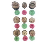 Générique Wood Footprint Stamps - Paw Pattern Block Wild Creature Footprint | Play Dough Pottery Clay Journal Decoration Home School Sensori Development Kit