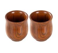 Générique Wooden Glass - 2 Pieces Retro Style Wooden Cup - Artisan Drinking Mug, For Coffee, Tea, Espresso, Latte, Wine, Milk, Party, Kitchen, Dining Room, Coffee