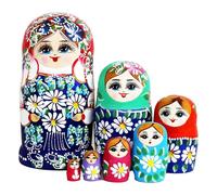 Générique Wooden Nesting Dolls | 7 Pieces Wooden Daisy Pattern Desk Decoration - Nesting Dolls Crafts | for Art Lovers Birthday Party Gift Student Living Room Bedroom