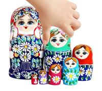 Générique Wooden Nesting Russian Dolls - 7 Pieces Wooden Daisy Pattern Table Decoration - Nesting Dolls Crafts - for Teens Collectors Educators Party Gift
