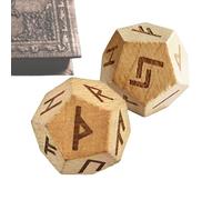 Générique Wooden Runes Set, Divination Runes Set - 2 Elder Carved Divination Dice | Small Runic Dice for Home Decor, Meditation, The Game, Dice