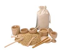 Générique Wooden Sensory Tools - 10 Piece Fine Motor Development Learning Set Spoons Pliers Natural Manipulators Activity Handlers | Kids