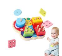 Générique Wooden Shape Sorting Game - Wooden Interactive Educational Games | Stacking and Color Sorting for Home School Travel Parties Development