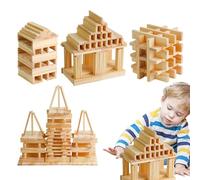 Générique Wooden Stacking Blocks, Wooden Stacking Toys, 100 Pieces Building Blocks - Educational Toy for Toddlers, Blocks for Early Learning Educa