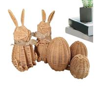 Générique Woven Easter Bunny, 5X Woven Easter Cannin Eggs, Easter Woven Decorations | Spring Bunnie's Decoration Statue for Home Farmhouse Desktop, Table Disc, Shelf