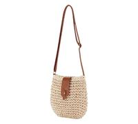 Générique Wovened Woman Shoulder Bag Summer Shoulder Bag Holiday Zip Bag 20 x 23 cm Paper Rope Adjustable Shoulder Strap for Beach, Travel, Wedding or Going Out, beige, Se référer à la description