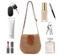 Générique Wovened Woman Shoulder Bag Summer Shoulder Bag Holiday Zip Bag 20 x 23 cm Paper Rope Adjustable Shoulder Strap for Beach, Travel, Wedding or Going Out, , Se référer à la description