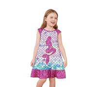 Generisch 10 9 Summer Dresses for Girls, Cute Animal Print, Sleeveless, Sleepwear, Loose Fit, Casual Play Dress for Toddlers Aged 3-10 Years, Black Girl Simple, Hot Pink, 7-8 Years