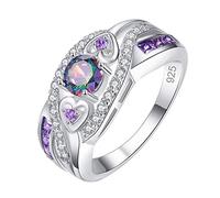 Generisch 10 x mm Cubic Zirconia Plated Silver and Silver Ring Amethyst Ring Couple Ring Dream Catcher Rings 15cm, 12, Metal, No Gemstone
