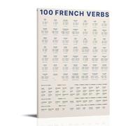 generisch 100 French Verbs Modern Canvas Prints, Decorative Paintings for Boys or Girls Room, Wall Pictures for Living Room and Paintings with Holiday Motifs, 12 x 18 Inches