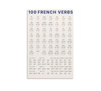 generisch 100 French Verbs Modern Canvas Prints, Decorative Paintings for Boys or Girls Room, Wall Pictures for Living Room and Paintings with Holiday Motifs, 12 x 18 Inches