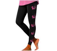 Generisch 1004619 Women's High Waist Everyday Leggings Comfortable Stretchy Yoga Pants Breast Cancer Awareness Print Pants Satin Black, black, L