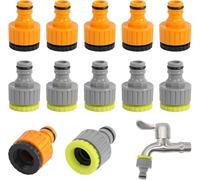 Generisch 12 Piece Tap Connector, 2-in-1 Tap Adapter Set, 1/2 Inch 3/4 Inch Hose Connection Tap with Internal Thread for Home Washing Machine Yard Irrigation