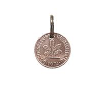 Generisch 1974 2 Pfennig Keyring - Your Personal Lucky Charm, brass, One Size