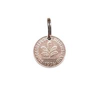 Generisch 1976 2 Pfennig Keyring - Your Personal Lucky Charm, brass, One Size