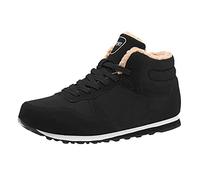 Generisch 2022 Women's Winter Lace Up Fleece Warm Comfortable Mid Tube Snow Boots Cotton Shoes, black, 5 UK