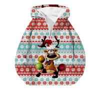 Generisch 2024 Men's Autumn/Winter Christmas Sweatshirt with Print, Long Sleeve Pocket, 4/1 Zip, Long Sleeve Hoodie Daily Deals Today, red, M
