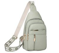 Generisch 2024 Multi-Pocket Sling Bag, Waterproof PU Leather, 18 x 6 x 30 cm, 350 g, Small Chest Purse for Women, Vintage Shoulder Bag in Green, Red, Khaki, White or Black, Green, Siehe Beschreibung