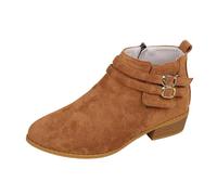 Generisch 2024 Roman Retro Short Boots Children Autumn and Winter Large Size Medium Heel Thick Heel Lace and Nude Boots Women 44 Plus Size, brown, 8 UK