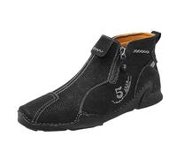 Generisch 2025 2023 Winter Mid Top Boots Men's Zipper Boots Foreign Trade Large Size Handmade Casual Men's Breathable Shoes Men Summer, black, 8 UK