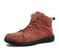 Generisch 2025 Ankle Boots High Top Leather Shoes Stylish Breathable Casual Short Boots for Everyday Use, brown, 10 UK