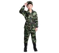 Generisch 2025 Army Costume for Children, Soldier Costume, Military Costumes, Camouflage Uniforms for Boys Wedding Suit Boys, Green, 5-6 Years