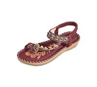 Generisch 2025 Beach Shoes Women's Slippers Seaside Vacation Flat One Slippers Sandals Shoes Women Blue Red, red, 10 UK