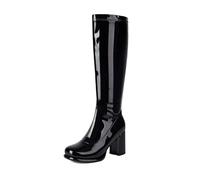 Generisch 2025 Boots Knee-High Platform Boots Chunky Boots with High Heel Zip Shoes Dusky Pink Women, black, 12 UK