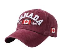 Generisch 2025 - Canada Baseball Cap, Canada Day, Embroidered Maple Leaf Flag, Adjustable Hat Tigers Cap S, Wine Red, One Size