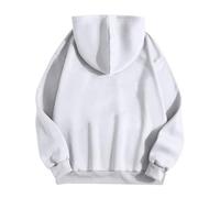 Generisch 2025 Casual Plain Hoodie with Pockets Zip for Women Techno Pullover, White, XXL