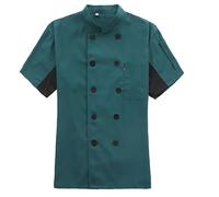 Generisch 2025 Chef's Jacket Unisex Chef's Clothing Hotel with Long Sleeves Contrasting Red Buttons Chef's Jacket for Men Women Summer Flowers Shirt Red Men, Green, XXL