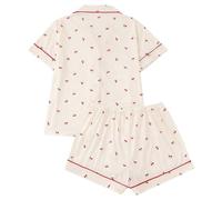 Generisch 2025 Cherry Print Pajama Set for Women - Short Sleeve Shirt with Lapel Collar Shorts, Loungewear Valentine Lingerie, White, S
